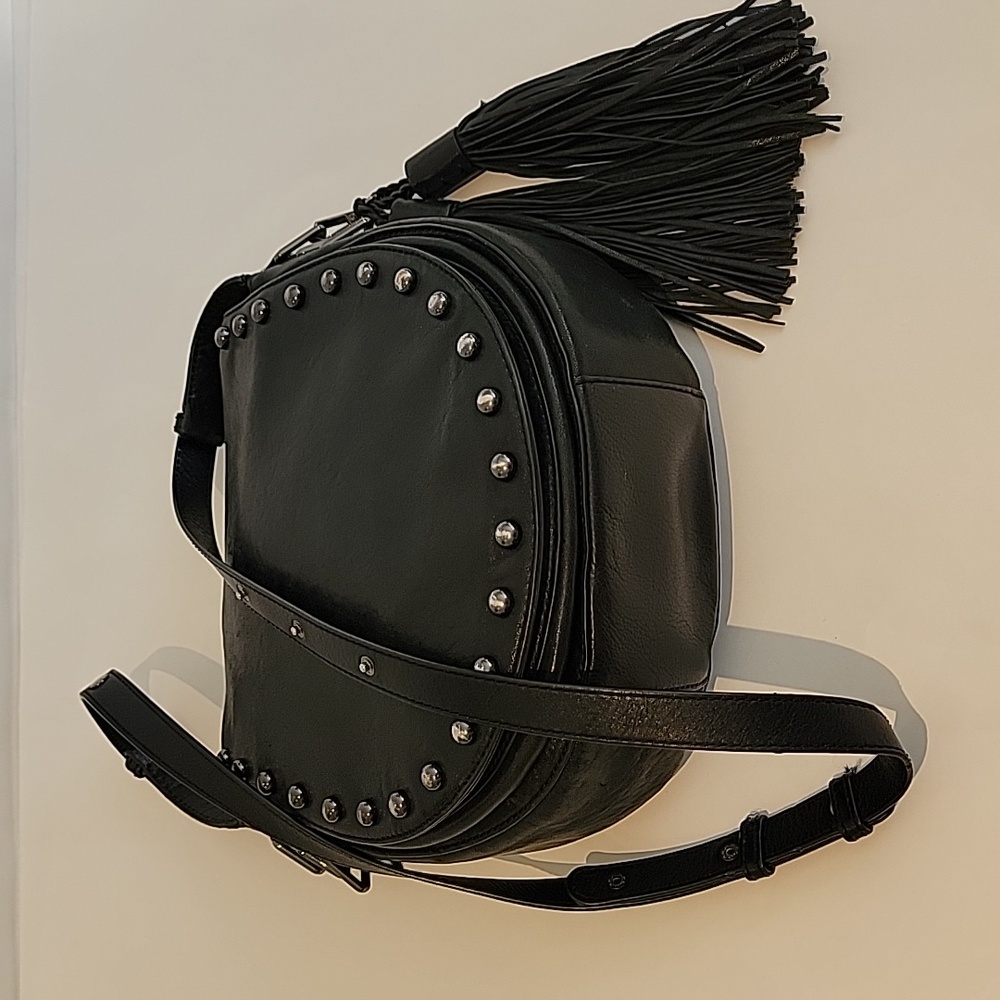 Black Studded Leather Crossbody Bag - Picture 7 of 13